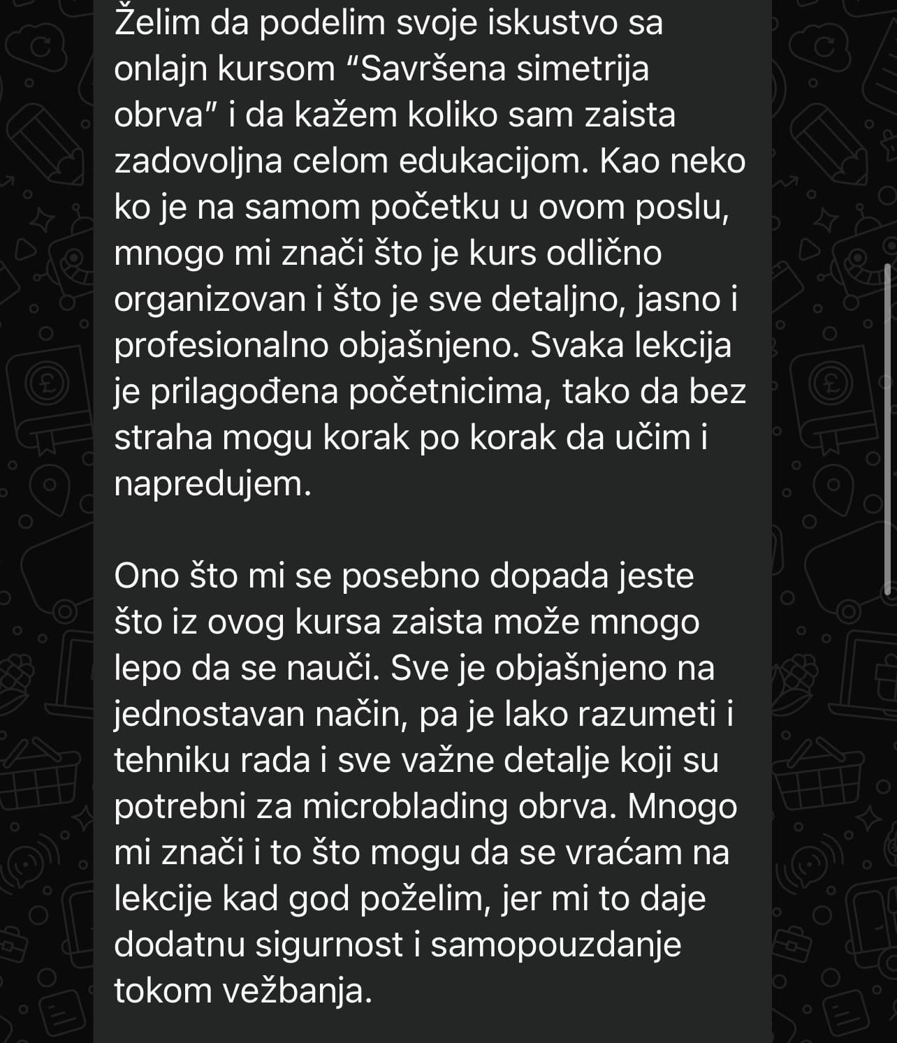 Iskustvo sa online kursom Savršena simetrija obrva i edukacijom uživo.