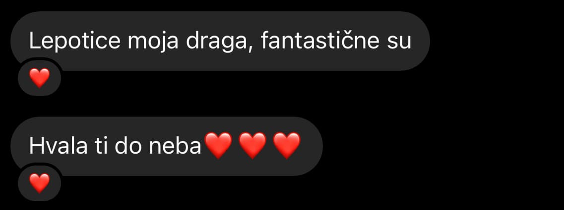 Poruka zahvalnosti uz komentar da su obrve fantastične.
