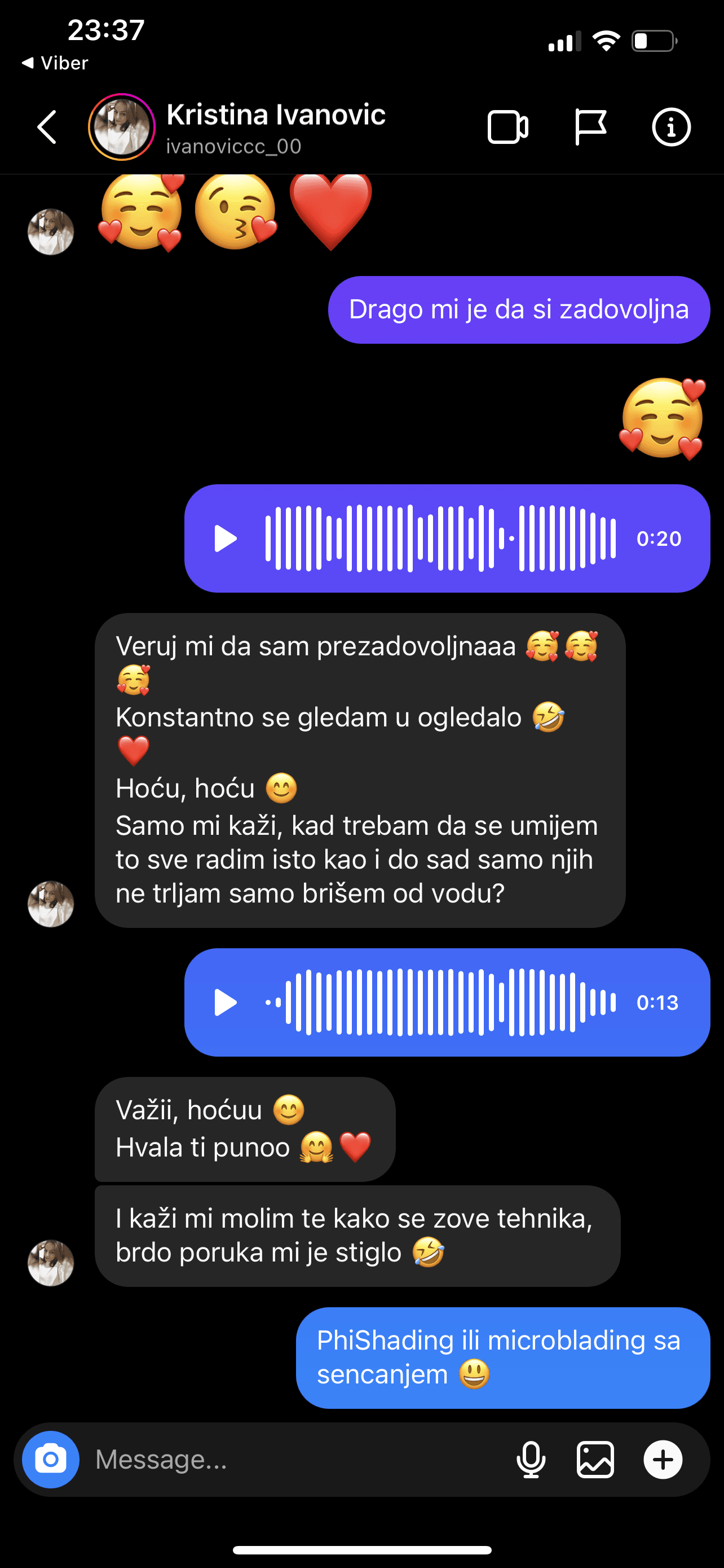 Razgovor sa polaznicom uz zahvalnost za edukaciju i podršku.