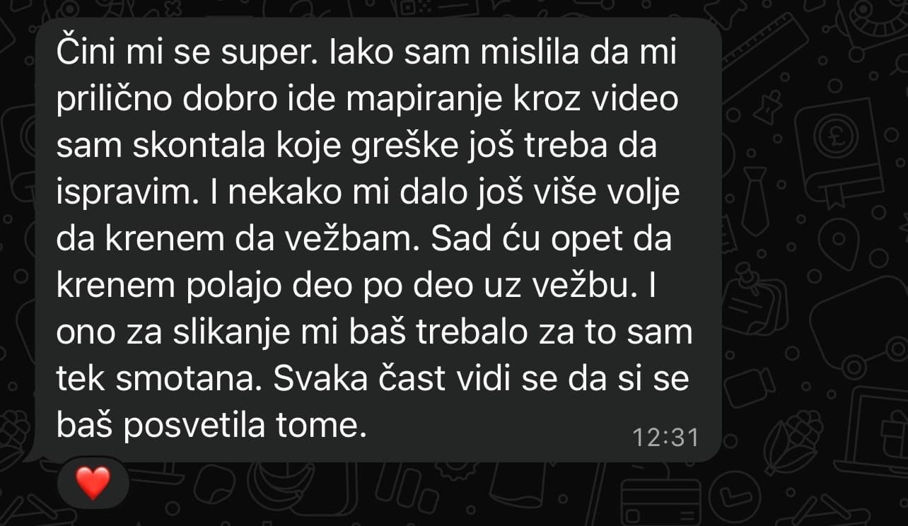 Polaznica opisuje koliko joj znače priprema pre tretmana i snimak edukacije.