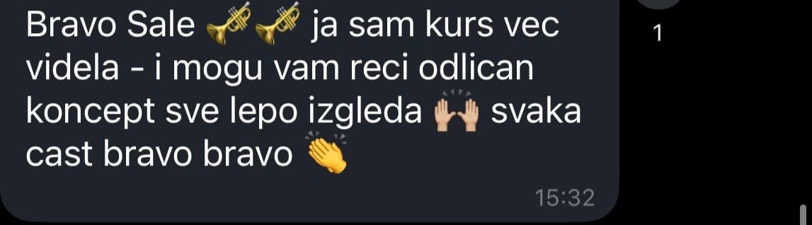 Polaznica hvali koncept kursa i način na koji su lekcije objašnjene.