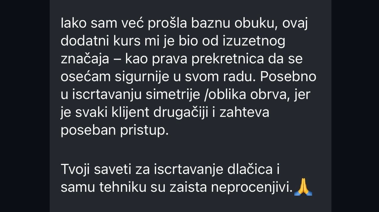 Polaznica bazne obuke zahvaljuje na praktičnim savetima i podršci u radu.